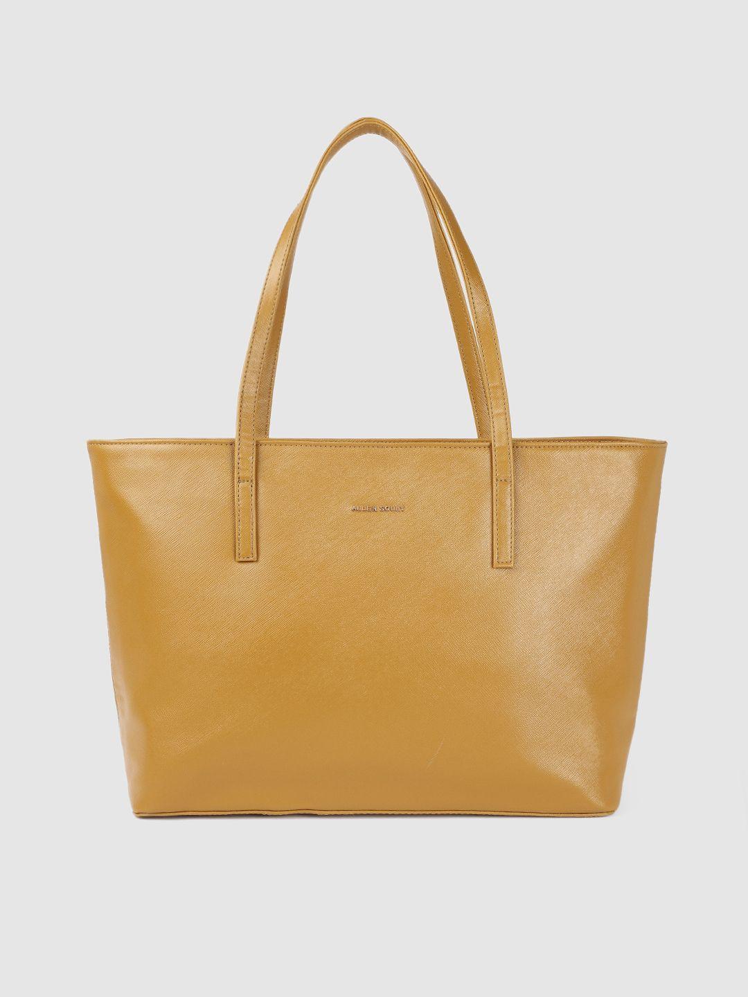 allen solly mustard yellow solid structured shoulder bag