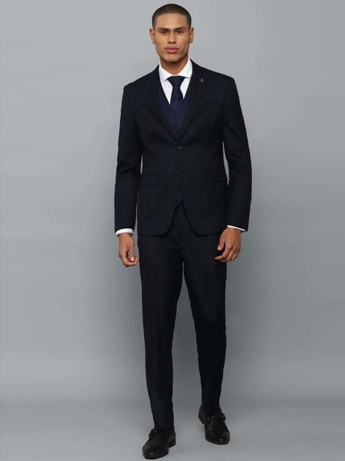 allen solly navy blue slim fit three piece suits