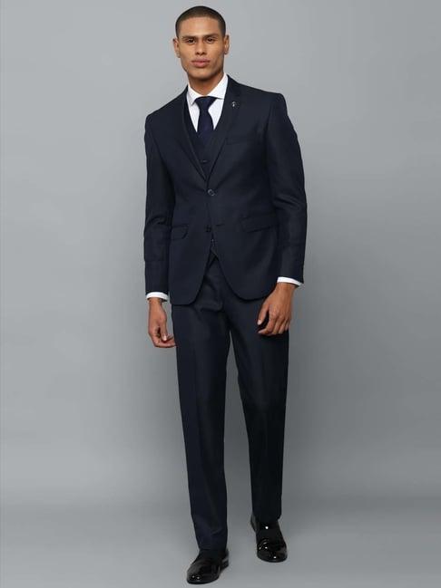 allen solly navy blue slim fit three piece suits