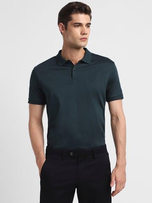 allen solly navy cotton regular fit polo t-shirt