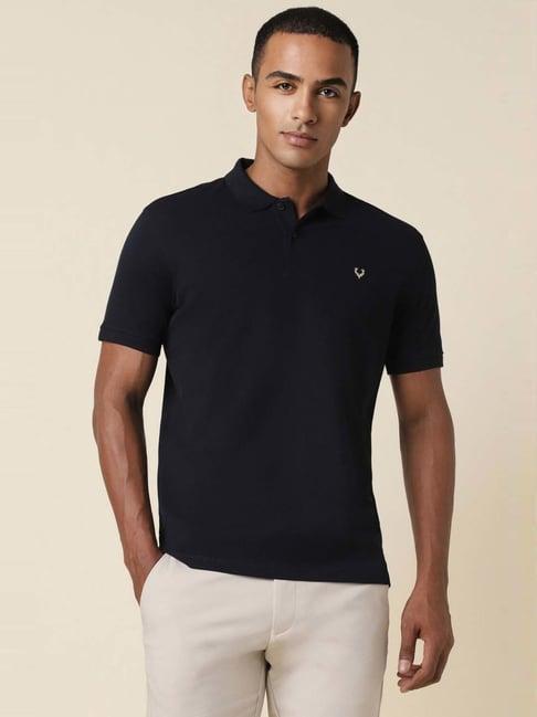 allen solly navy cotton regular fit polo t-shirt