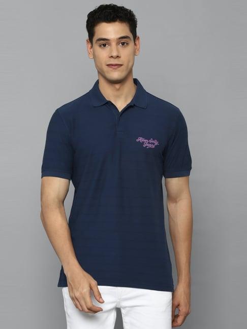 allen solly navy cotton regular fit polo t-shirt