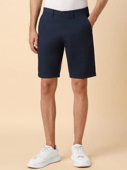 allen solly navy cotton slim fit shorts