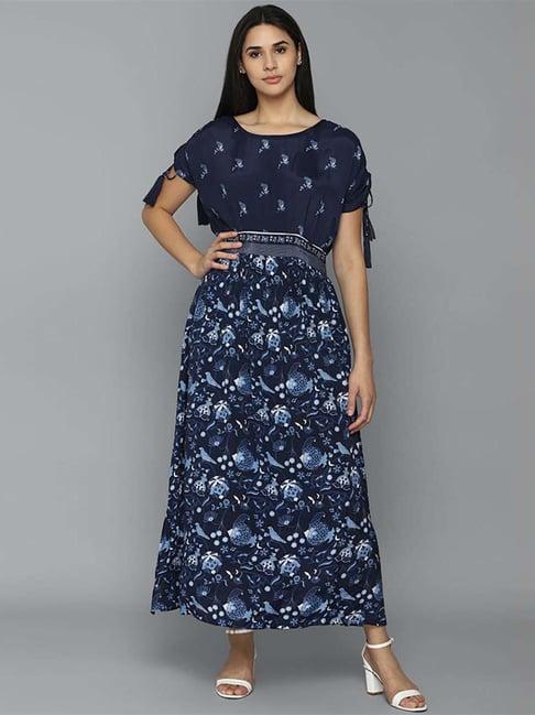 allen solly navy printed maxi dress