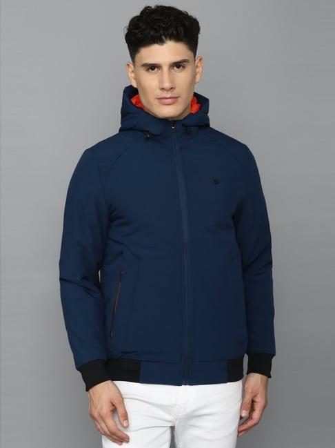 allen solly navy regular fit hooded jacket