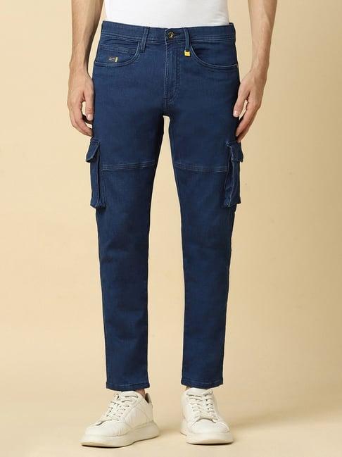 allen solly navy slim fit cargo jeans