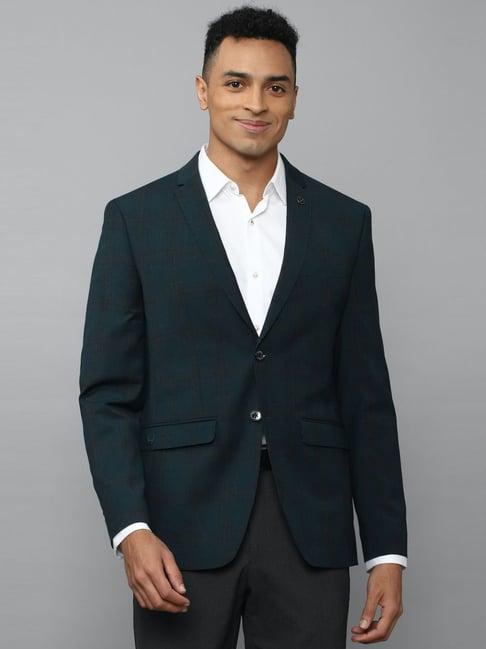 allen solly navy slim fit texture blazer