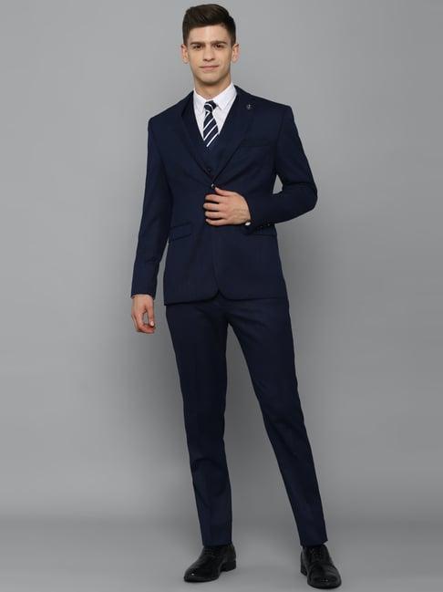 allen solly navy slim fit three piece suits