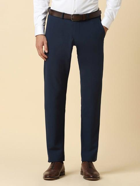 allen solly navy slim fit trousers