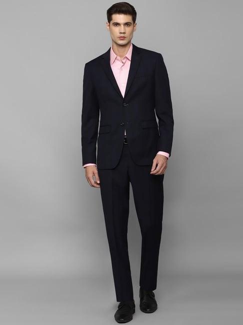 allen solly navy slim fit two piece suit