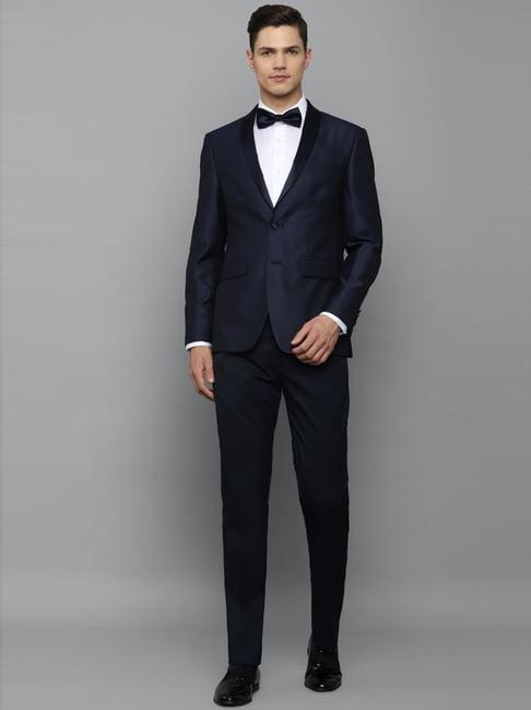 allen solly navy slim fit two piece suit