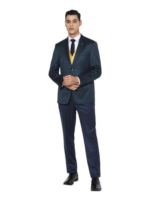 allen solly navy three piece suit