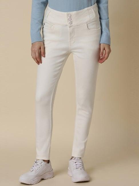 allen solly off-white cotton mid rise jeans