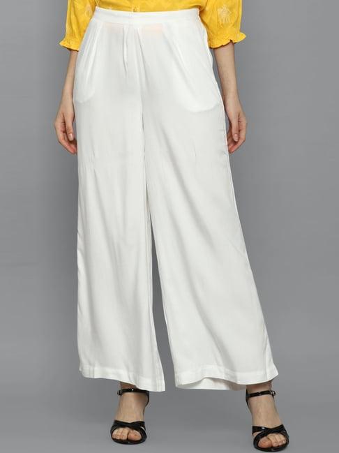 allen solly off-white mid rise parallel trousers