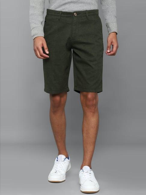 allen solly olive cotton printed shorts