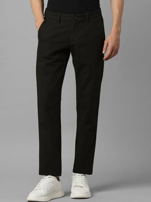 allen solly olive cotton slim fit texture trousers