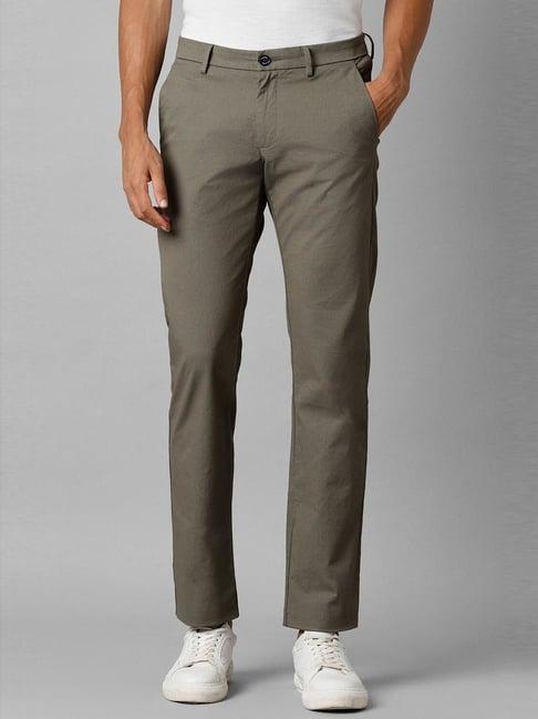 allen solly olive cotton slim fit trousers