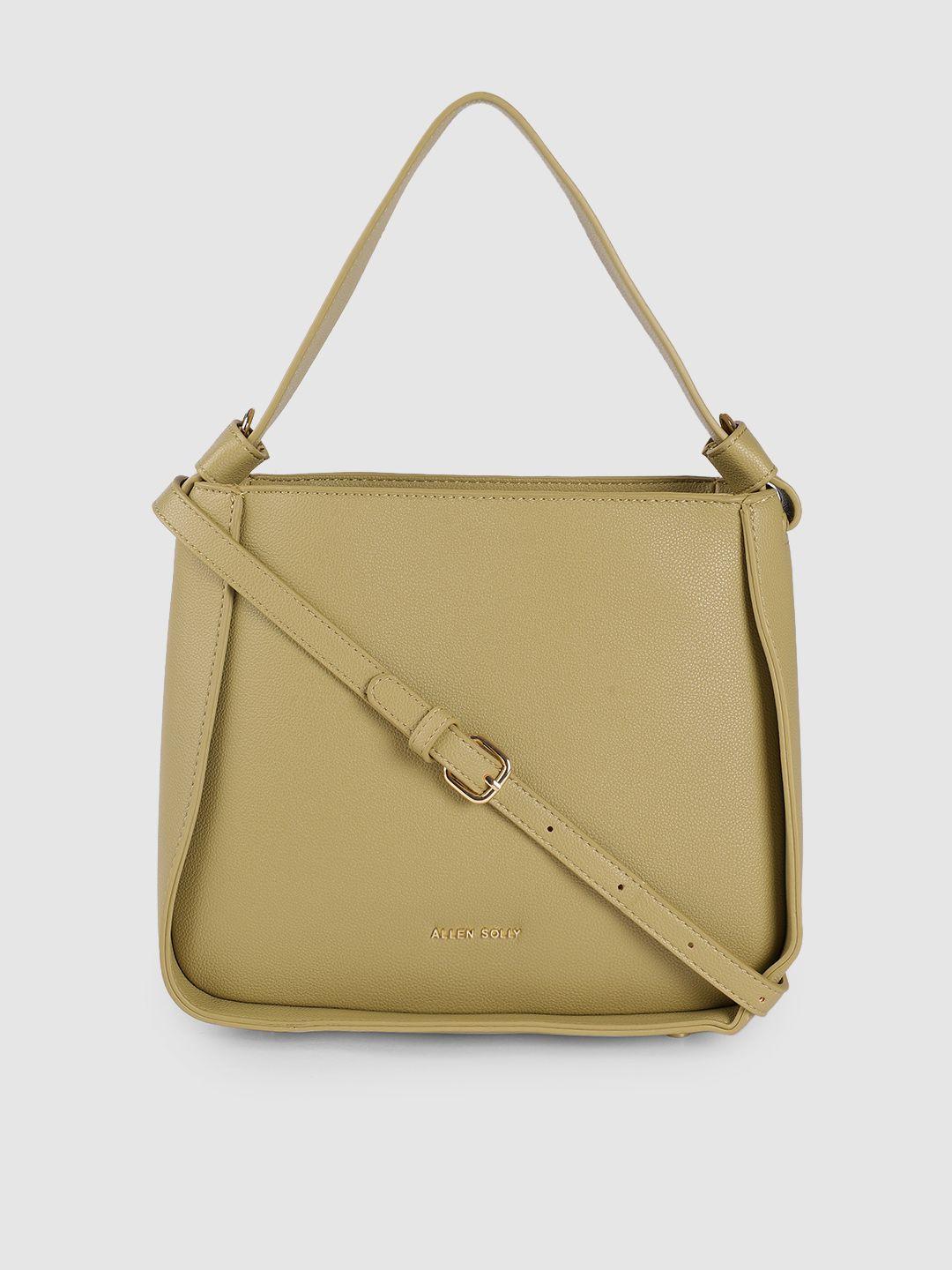 allen solly olive green pu structured handheld bag