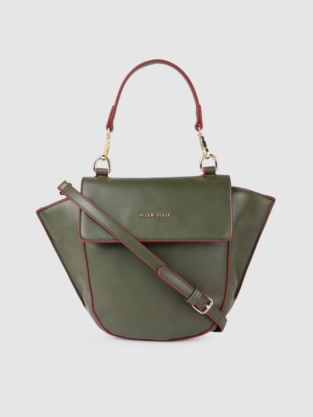 allen solly olive green solid satchel