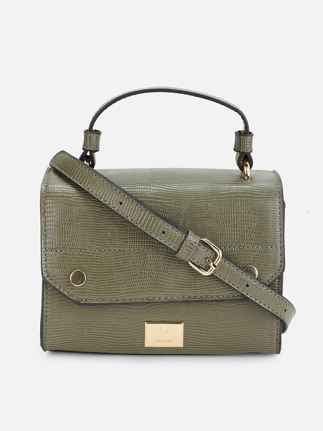 allen solly olive green textured sling bag