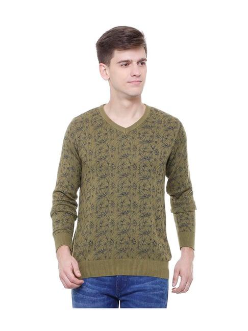 allen solly olive printed sweater