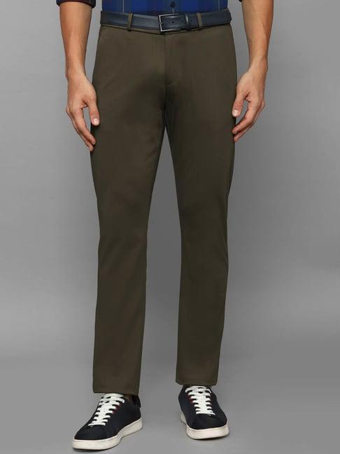 allen solly olive slim fit trousers