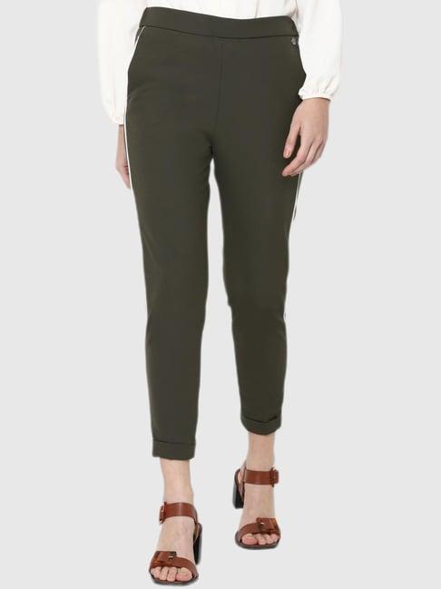 allen solly olive slim fit trousers