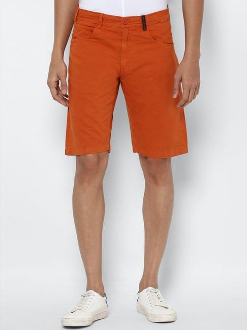 allen solly orange cotton slim fit shorts