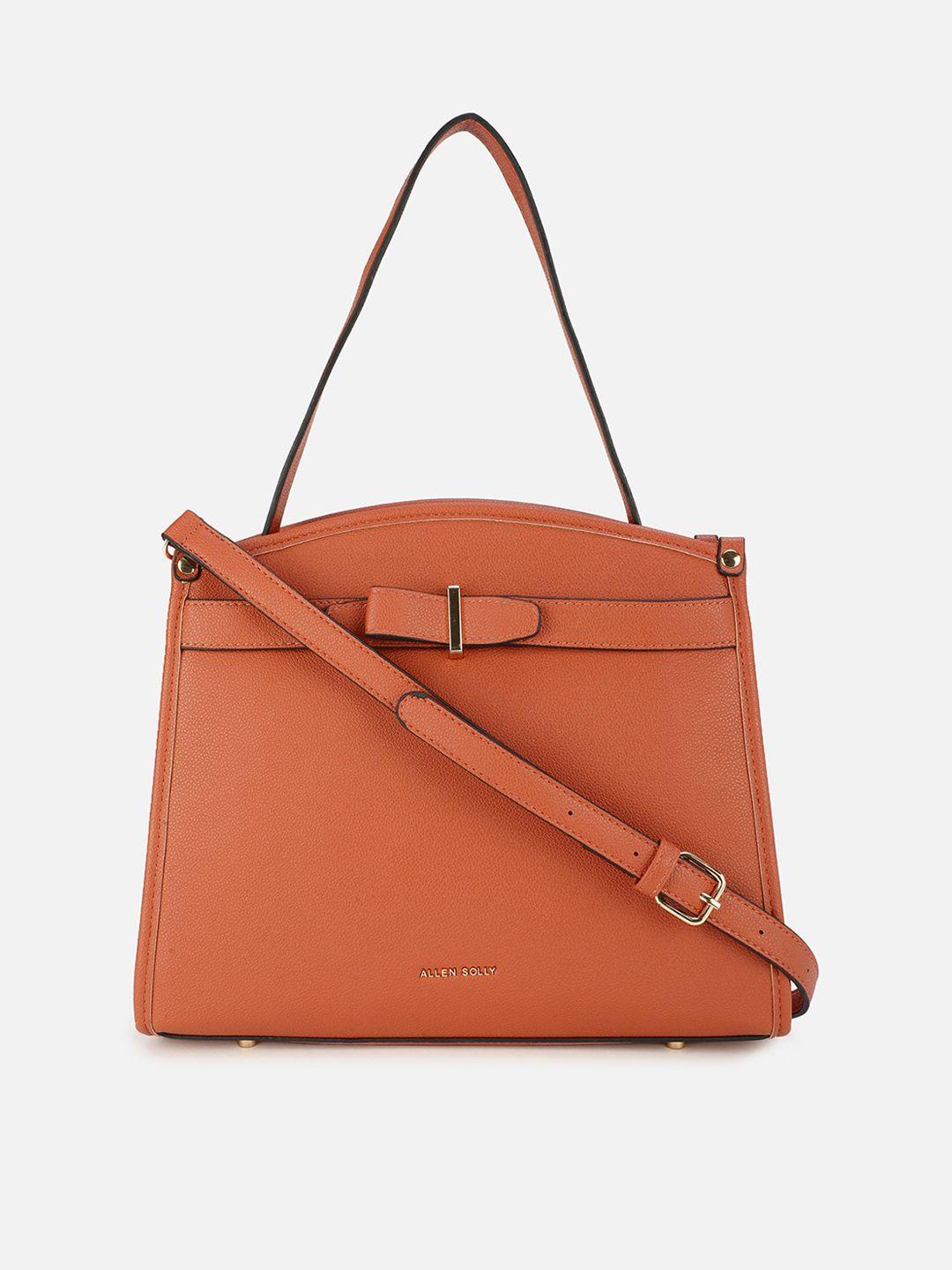 allen solly orange pu structured satchel with bow detail