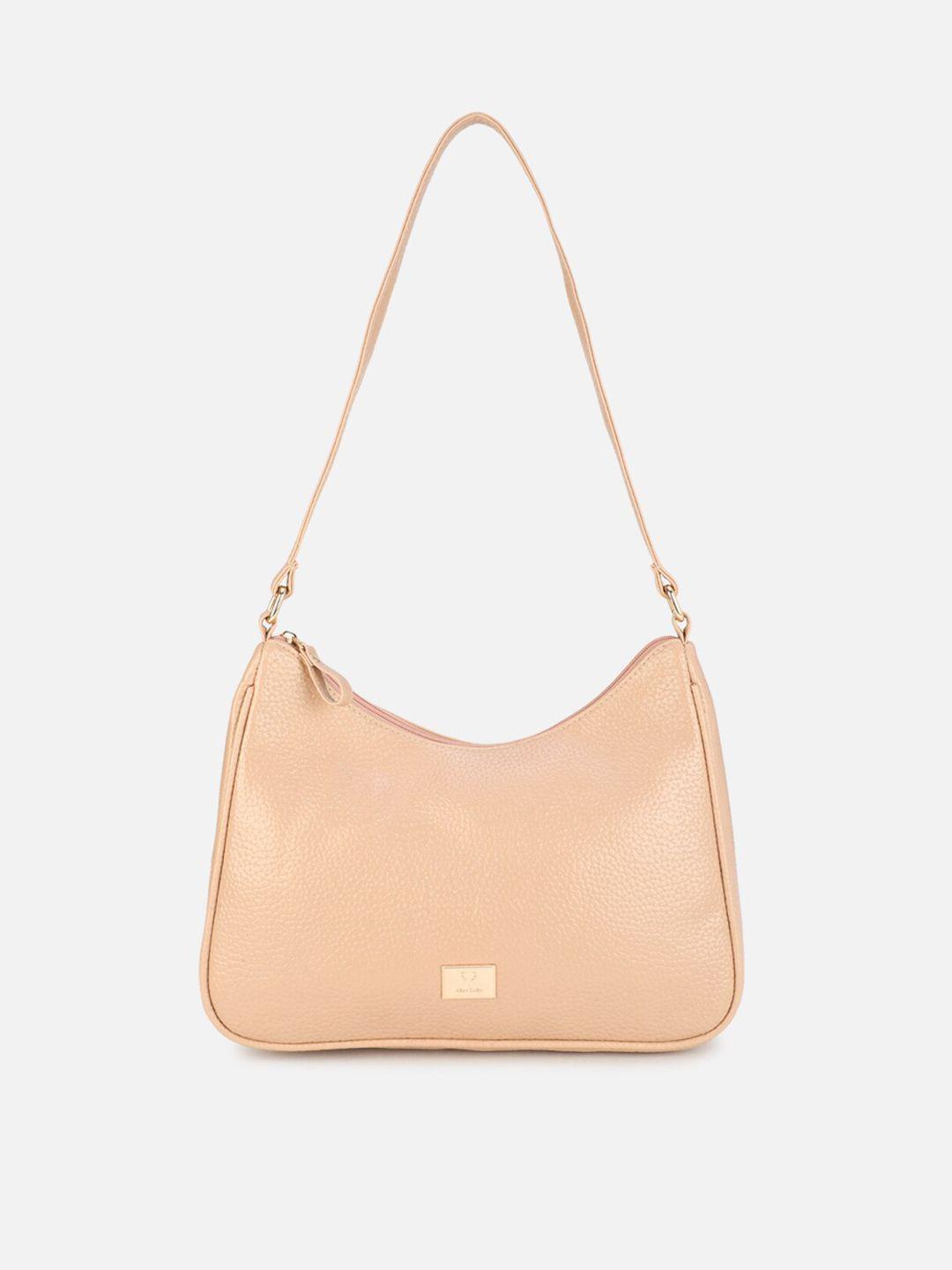 allen solly peach-coloured pu bowling handheld bag