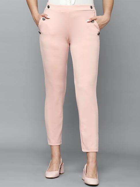 allen solly peach mid rise trousers