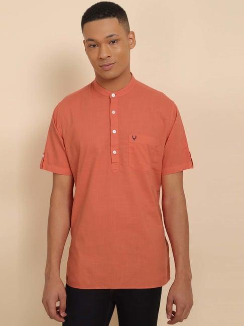 allen solly peach slim fit short kurta