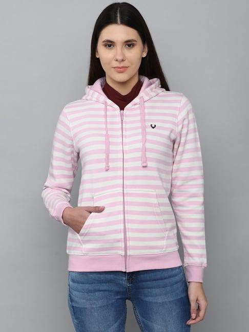 allen solly pink & white striped hoodie