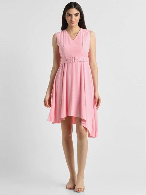 allen solly pink assymetric dress