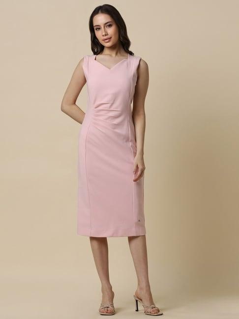 allen solly pink bodycon dress