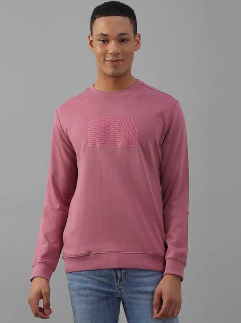 allen solly pink cotton regular fit printed sweatshirt