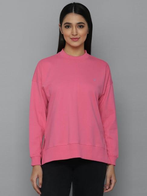 allen solly pink cotton regular fit sweatshirt