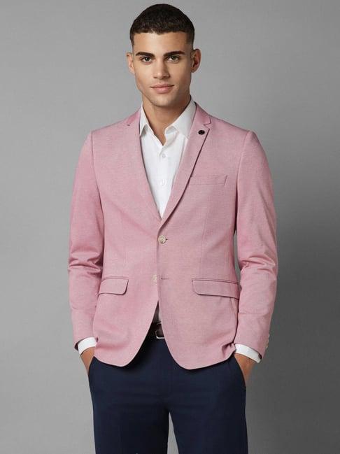 allen solly pink cotton slim fit blazer