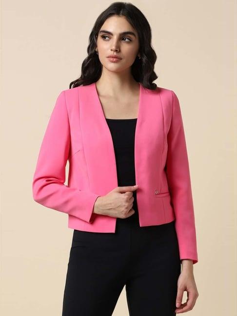 allen solly pink regular fit blazer