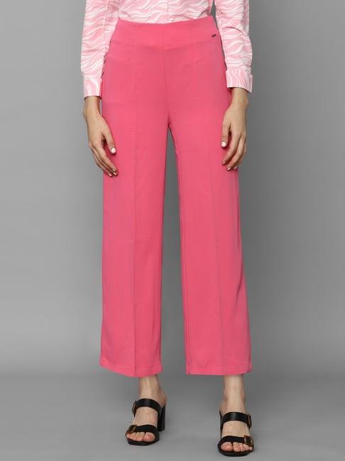 allen solly pink regular fit mid rise trousers