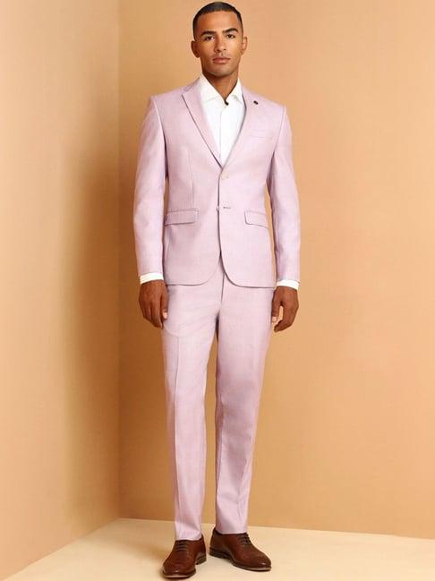 allen solly pink slim fit two piece suit