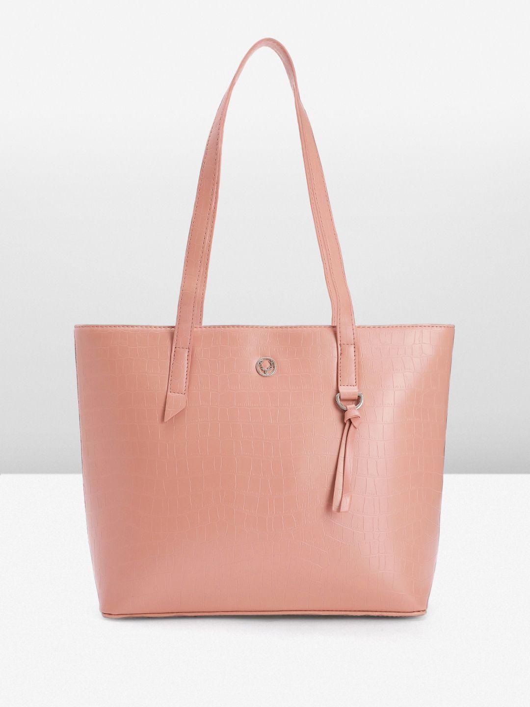 allen solly pink textured structured shoulder bag