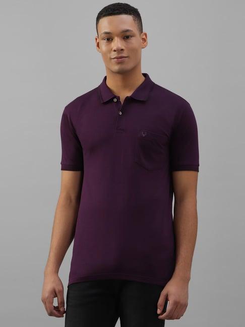 allen solly purple cotton regular fit polo t-shirt