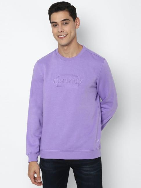 allen solly purple cotton regular fit printed sweatshirt