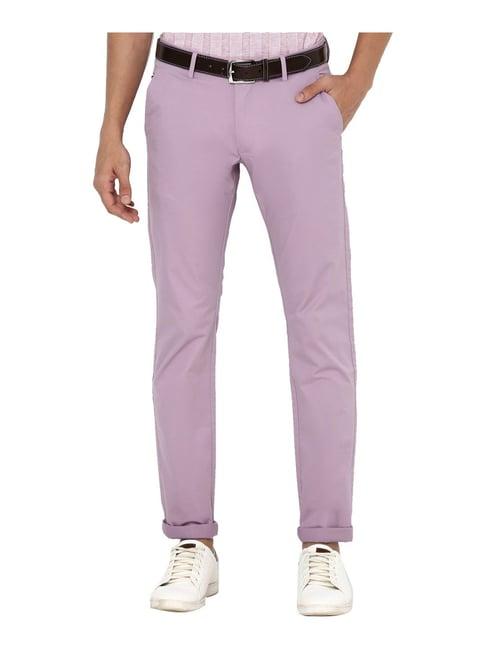 allen solly purple cotton slim fit trousers