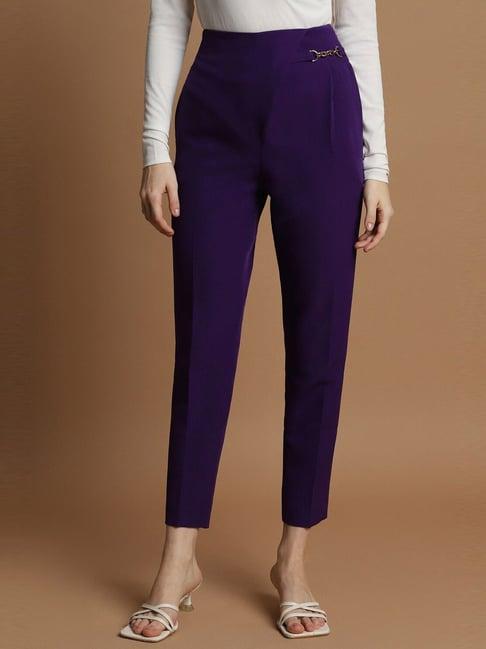 allen solly purple cotton trousers
