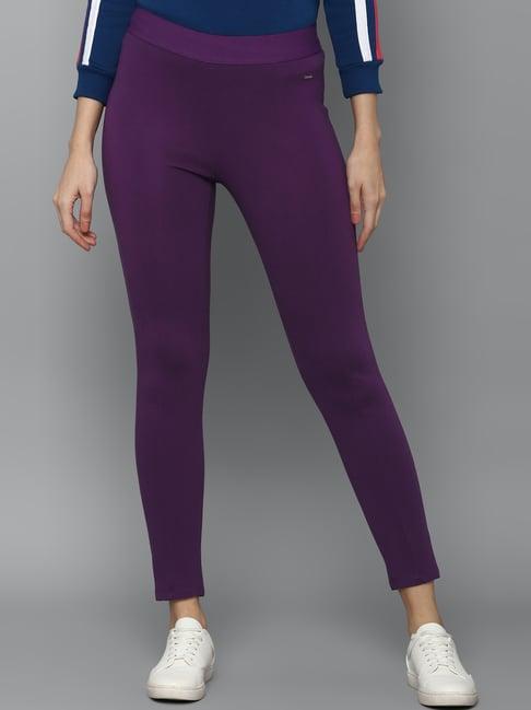 allen solly purple mid rise pants