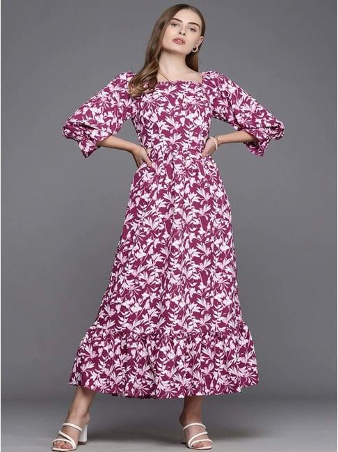 allen solly purple printed maxi dress