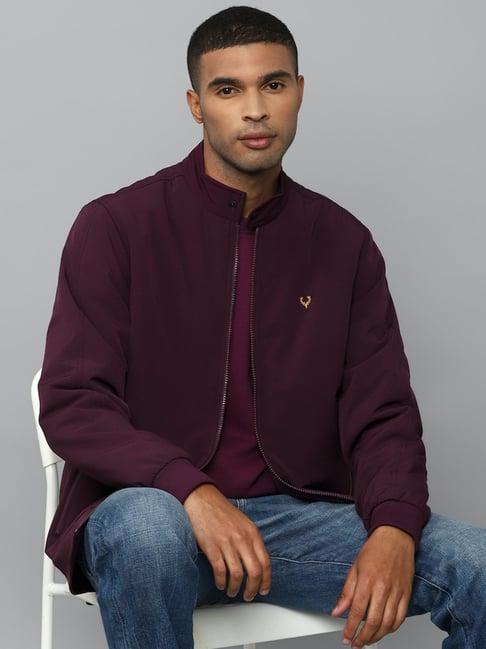 allen solly purple regular fit mock collar jacket