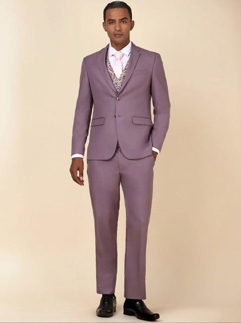 allen solly purple slim fit three piece suits